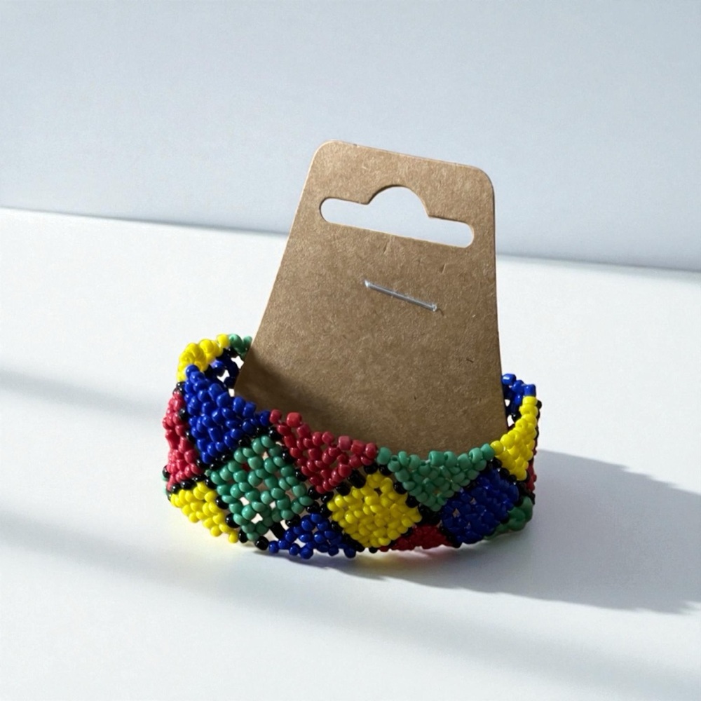 Womenâs Beautiful Vibrant Multicolor Beaded Bracelet with black accents